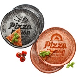 MamboCat Pizzateller 4x Pizzateller rot & schwarz Ø31cm 4 Personen XL-Teller Dekor Platte