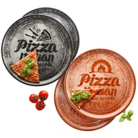 MamboCat Pizzateller 4x Pizzateller rot & schwarz Ø31cm 4 Personen XL-Teller Dekor Platte