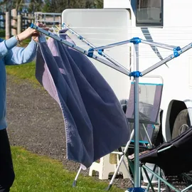 Wiltec Mobile Wäschespinne Wäscheständer Alu Höhe 155cm Wohnwagen Camping Klappbar Wohnmobil Reise