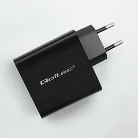 Qoltec Super Quick Pd Ladegerät 1xusb-c 65w 5-20v 3-3,25a Laptop Smartphone Schwarz