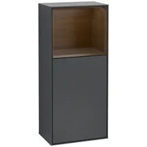 Villeroy & Boch Finion Seitenschrank F50, F500GNHG 41,8x93,6x27cm, links, Regal oben Walnut Veneer, Midnight Blue Matt Lacquer