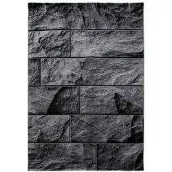 Teppich Handwäsche Kurzflor Steine Polypropylen Wohnzimmer Schwarz Rechteckig 240x340 | Kadima Design