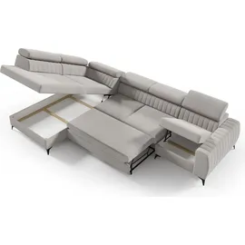 Fun Möbel Ecksofa Schlafsofa Sofa TORONTO XL Stoff Element Blau Ottomane Links