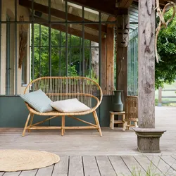 Outdoor Rattanbank Sofa aus Rattan exotischer Stil Tikamoon