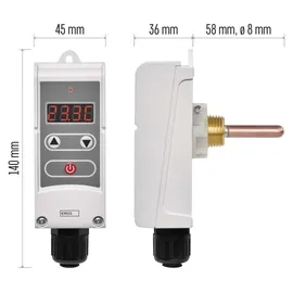 EMOS Thermostat mit Tauchhülse digital Hysterese-Funktion 5-80 °C 230 V