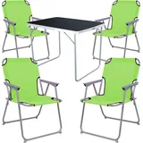 Mojawo 5-tlg Camping Set Gartenmöbel Campingtisch + 4 Campingstuhl Klappstuhl Lime Grün - Schwarz