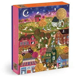 abrams and chronicle books iwuk Joy Laforme Spooky Village 1000 Piece Foil Puzzle