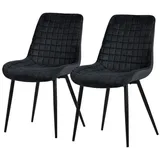 ML-Design Esszimmerstühle 2er Set Schwarz, Sitzfläche aus Samt mit Rückenlehne
