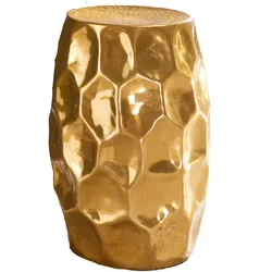Kadima Design Orientalischer Beistelltisch `Enns`: Hammerschlag-Design, Aluminium, pflegeleicht. Gold, 30x30x47 cm