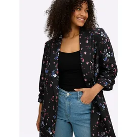 sheego Blazer in schwarz-koralle-bedruckt | Gr.: 52