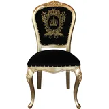Harald Glööckler Pompöös by Casa Padrino Luxus Barock Esszimmer Stuhl Schwarz / Gold mit Krone - Pompööser Barock Stuhl designed by Harald Glööckler
