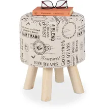 Relaxdays Sitzhocker Leinen 32 x 34 x 32 cm Creme/Mehrfarbig