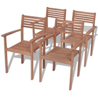 "SALE 2024"Outdoor Relaxsessel,Balkonstuhl Stapelbare Gartenstühle 4 Stk. Massivholz Teak DE79163