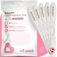 5 x Schwangerschaftstest Frühtest Babyplan (HCG), Hygienischer Schwangerschaftstest 10 mIU ml (hochempfindlich) für Babyplanung (99,6% Genauigkeit) Sehr langer, breiter und leicht verwendbarer