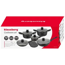 Klausberg Topf-Set 12-tlg. 2 x Kochtopf + 2 x Bratentopf + 2 x Stielkasserolle + 2 x Dämpfeinsatz + 2 x Fleischtopf