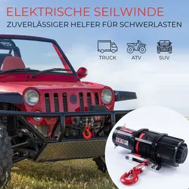 Rotfuchs Elektrische Seilwinde 12 Volt - 4500 LBS Motorwinde Seilzug, Zugwinde mit Fernbedienung, Power Offroad Winde 2041 kg, ATV UTV kompatibel