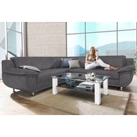 TRENDMANUFAKTUR Ecksofa Rondo wahlweise mit Schlaffunktion, 267x247 cm (BxT), breite Armlehnen, L-Form, wahlweise mit Federkern bestellbar, Füße chromfarben grau