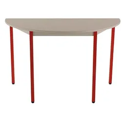 SODEMATUB Mehrzwecktisch lichtgrau, rot halbrund, Vierkantrohr rot, 120,0 x 60,0 x 74,0 cm