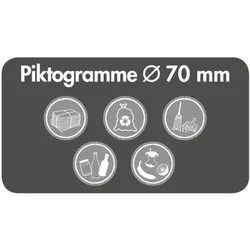 Aufkleber D70mm 5 Symbole