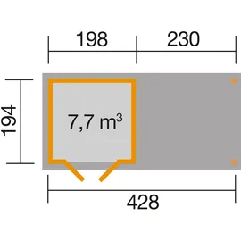 Weka Gartenhaus 321 B 4,28 x 1,94 m natur inkl. Anbau