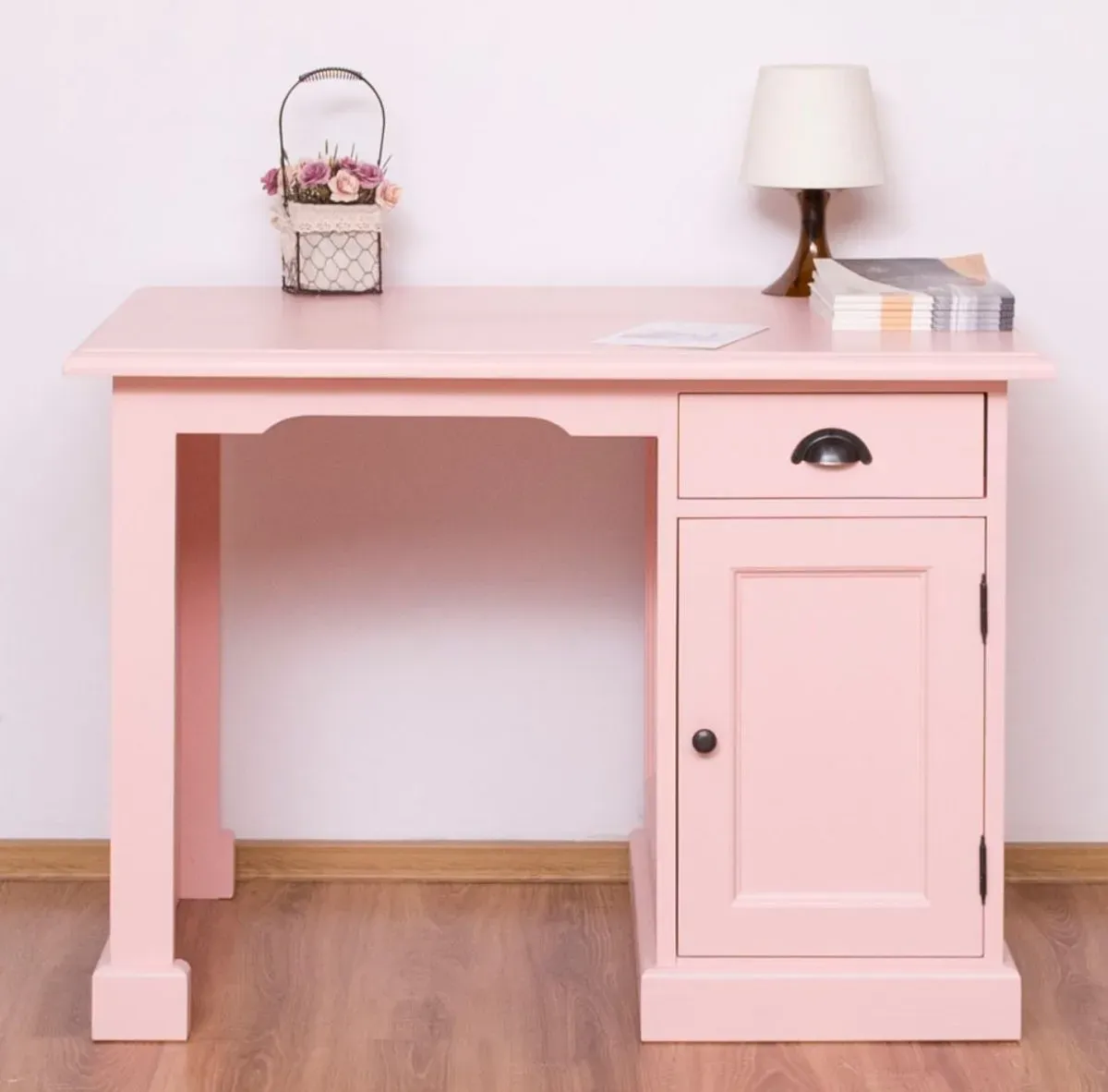 Casa Padrino Landhausstil Schreibtisch Rosa 110 x 70 x H. 78 cm - Massivholz Sekretär im Landhausstil - Büro Möbel - Massivholz Möbel - Landhausstil Möbel