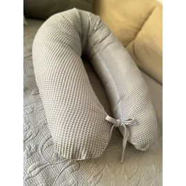 LOOLAY 170 cm M/L Kissen Seitenschläferkissen Schwangerschaftskissen Stillkissen Bezug Waffelpique GRAU/ GRAU 100% Baumwolle Relaxkissen Schlafen LOOLAY®