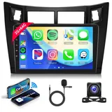 2G+64G Android Autoradio 2 Din für Toyota Yaris 2005-2011 mit Wireless Carplay Android Auto Navi GPS Mirror Link 9 Zoll Autoradio mit Bluetooth FM/RDS/DAB/OBD/DVR/EQ Lenkradsteuerung Rückfahrkamera