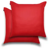 BRIELLE Kissenbezüge aus 100% Baumwolle 80 x 80 cm, Rot - 2er Set - Biber Baumwoll-Kissenbezüge mit verdecktem Reißverschluss, superweich und pflegeleicht
