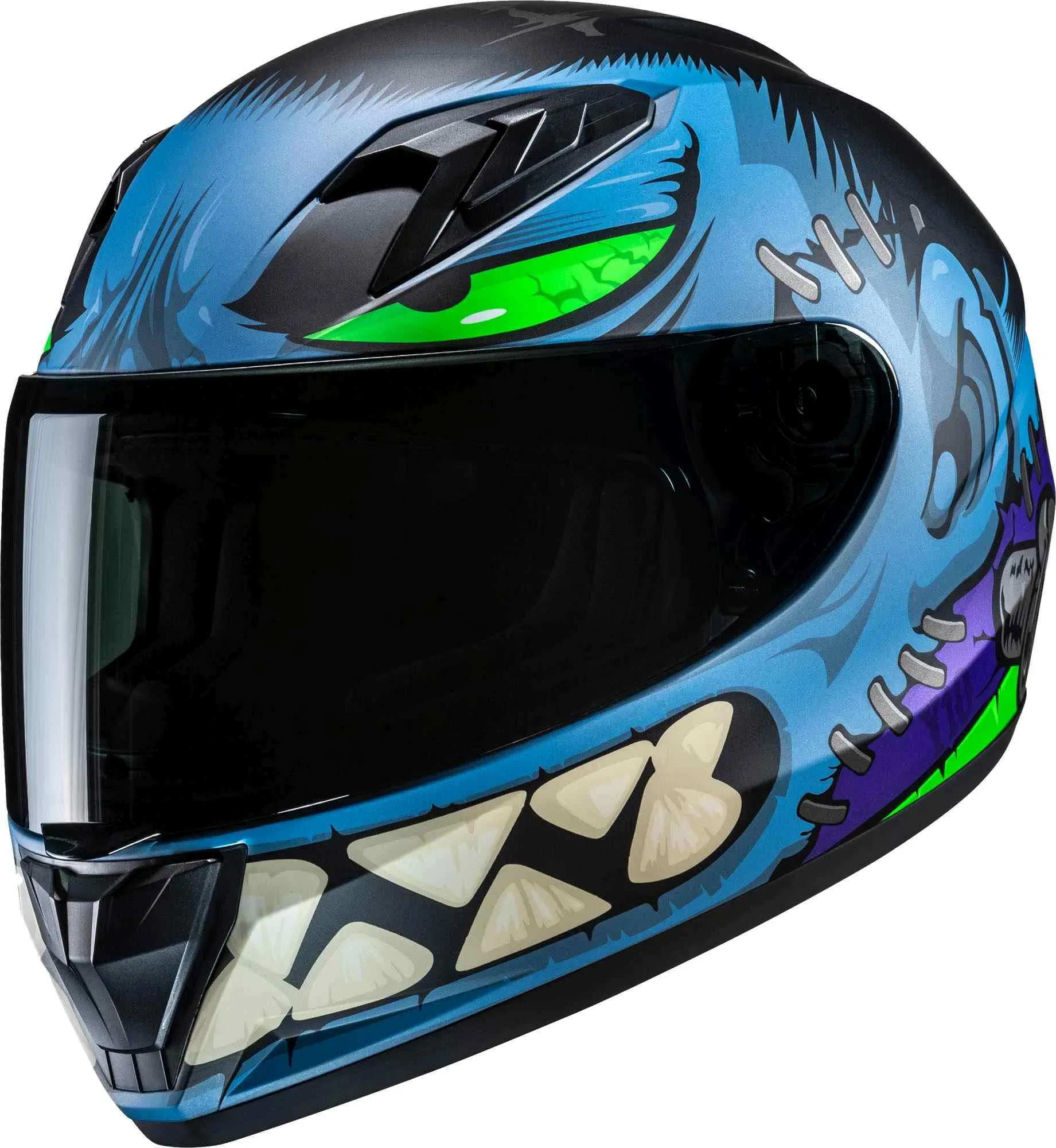 HJC Y10 Frank Jeugd Helm, zwart-wit-blauw, L