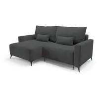 Deine Möbel 24 Wohnlandschaft LOCA L 239 cm breit Ecksofa Sofa Wohnzimmer L-Couch Cord Samt, Beige Creme Grau Hellgrau Anthrazit Schwarz 2 Teile, mit Schlaffunktion Bettfunktion grau