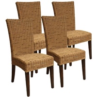 kreatives Wohnen Esszimmer Stühle Rattanstühle Wintergarten Cardine 4 Stück Cabana mit/ohne Sitzkissen braun, Holz, Extra breit