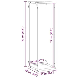 vidaXL Kaminholzregal Kaltgewalzter Stahl 25 x 25 x 80 cm Weiß