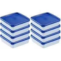 Westmark 4 Frischhalte-/Gefrierdosen, inkl. Deckel, Füllvolumen: je 0,25 l, stapelbar, Kunststoff, Trio, Farbe: Transparent/Blau, 25042270 (Packung mit 2)