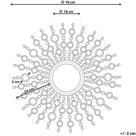 Beliani Wandspiegel Gold Metall rund 70 cm