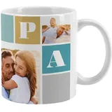 Herz & Heim® Kaffeebecher mit Foto und Wunschtext/Fototasse Muttertag Vatertag 4 Bilder Papa