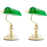 ETC Shop Nostalgie Antik Retro Banker Lampe Grün 2 St.