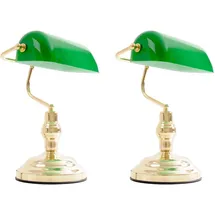 ETC Shop Nostalgie Antik Retro Banker Lampe Grün 2 St.
