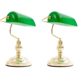 ETC Shop Nostalgie Antik Retro Banker Lampe Grün 2 St.
