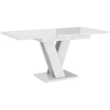 designimpex Esstisch Design PA-555 Tisch ausziehbar Hochglanz 120 - 160 cm Esszimmer weiß