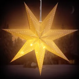 CASARIA LED Weihnachtsstern Beleuchtet 60 cm Batterie Fenster Innen Weihnachtsdeko Weihnachten Leuchtstern Dekostern Papierstern Weiß