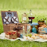 eGenuss Picknickkorb für 4 Personen mit Kühlfach, und Zubehör | Blau