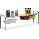 Relaxdays Küchen-Organizer weiß, silber 94,0 x 23,0 x 32,0 cm, 1 St.