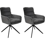 byLIVING Esszimmerstuhl PURA, 2-er Set, Cordbezug dunkelgrau, Gestell schwarz