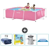 Intex mit rechteckigem Rahmen 220 x 150 x 60 cm – Rosa – im Lieferumfang enthalten Accessoire CB8 - Intex Pool