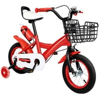 WSIKGHU 12 Zoll Kinderfahrrad für Jungen und Mädchen mit Zusatzrädern, Einsteigerfahrrad mit Doppelbremsen Vorne und Hinten und Gepolsterten Reifen, für Kinder von 2-5 Jahren, Höhe 75-110cm (Rot)