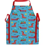 Rex London Kinderschürze | Dackel | 95% Baumwolle 5% TPU (Wasserabweisend) | Universal-Schürze für Kinder Kleinkinder passend für Kochen Backen Malen Basteln und Party - L