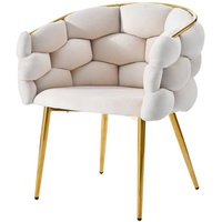 Ulife Polsterstuhl Luxus-Samtstühle mit Metallbeinen Bubble Stühle (1 St) beige|weiß