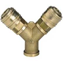 Einhell Verteiler (Kompressor-Zubehör, 2-facher Druckluftverteiler, 2x Schnellkupplung, R 3/8" Innengewinde, aus Messing)