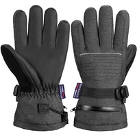 BRUBAKER Skihandschuhe Thermo Handschuhe für Ski Snowboard Wintersport (mit Reißverschluss-Tasche) Wasserdicht und Winddicht – Winterhandschuhe für Herren und Damen - Extra Warme Snowboardhandschuhe grau L/XL