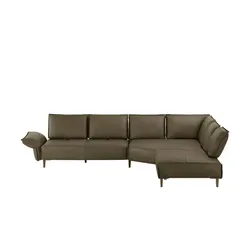 W.SCHILLIG Ecksofa aus Echtleder ¦ grün ¦ Maße (cm): B: 341 H: 84 T: 272